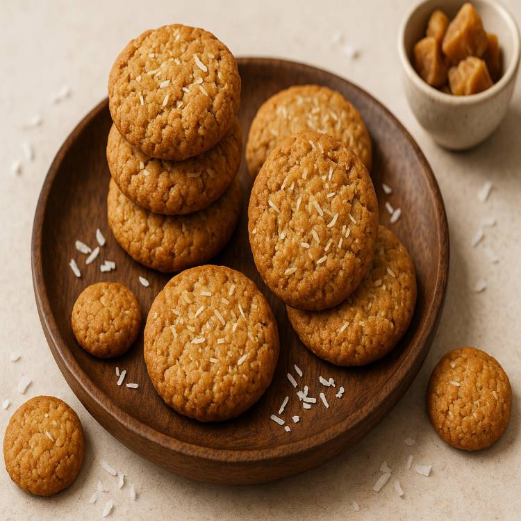 Wheat Jaggery Coconut Cookies